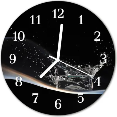 Produktbild von Glasuhr Wanduhr Küchenuhr Echt-Glas 30fi cm Wasser schwarz
