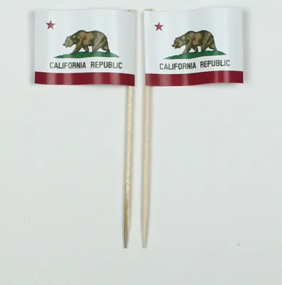 Produktbild von Party-Picker Flagge Kalifornien USA Bundesstaat Papierfähnchen in Spitzenqualität 25 Stück Beutel