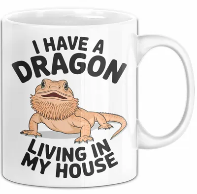 Produktbild von Reptil Bartagame Tasse Geschenk Lustige Geschenkidee Spruch Ich Habe Einen Drachen In Meinem Haus (Weiß)