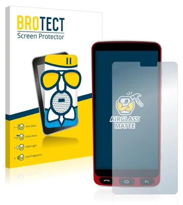 A product shot of a screen protector packaging and the screen protector itself placed on a smartphone.