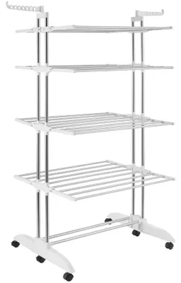 Produktbild von tectake® Turmwäscheständer Odelia klappbar 6 drehbare Doppelrollen, 2 mit Feststellbremsen