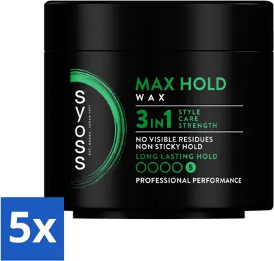 Zdjęcie produktu dla SYOSS - Max Hold Hair Wax - Pielęgnacja - Długotrwała stylizacja - 150ml - Value pack - 5 szt