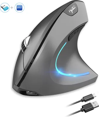 Produktbild von Ergonomische kabellose vertikale Maus 2.4 G+BT5.1 Two-mode-Verbindung 2400DPI Silent Design Metall Grau