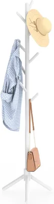 Obrázok produktu pre Vešiak na šaty 42 × 180 cm, biela, 8 háčikov, drevený, pre spálňu