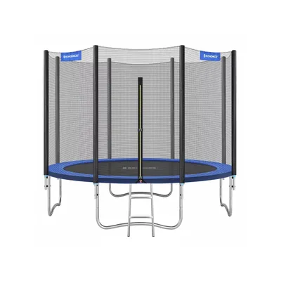 Produktbild von In And OutdoorMatch Trampolin mit Sicherheitsnetz Myron - Gartentrampolin - 305 cm - Rundtrampolin - mit Sicherheitsnetz - mit Leiter - Schwarz Blau