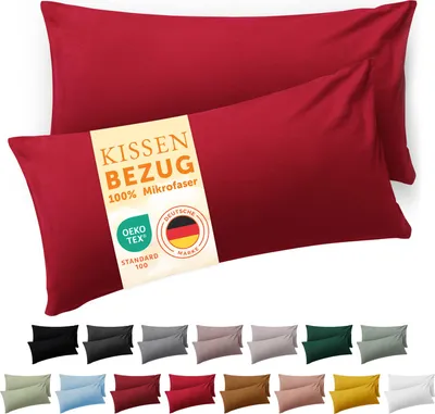 Produktbild von Blumtal Kissenbezug 40x80 cm im 2er Set weich -  Rot