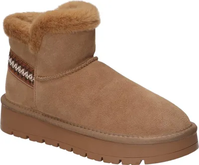 Produktbild von AMERICAN CLUB Cy183 Damen Winterboots Echtleder gefüttert, warme Schneestiefel mit Fell, Damen Winterschuhe, Camel 41
