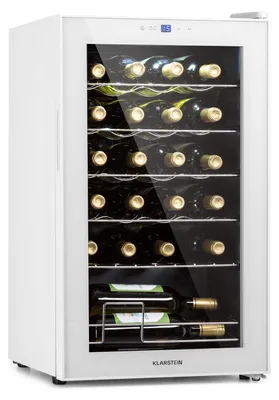 Produktbild von Klarstein Weinkühlschrank, 1 Zonen Getränkekühlschrank Klein, Freistehender Kleiner Weinschrank, 63L Wein-Kühlschrank mit Glastür, Indoor/Outdoor Flaschenkühlschrank, Wine Fridge 24 Flaschen