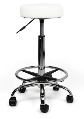 Produktbild von Ergonomisch Rollhocker Weiß - Hoch / mit Fußstütze / Standardmäßige Räder