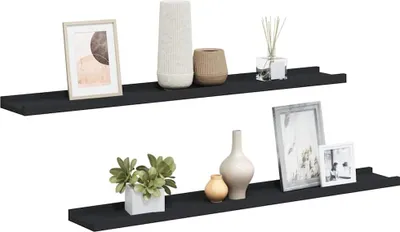 Produktbild von vidaXL Bilderleisten 2 Stk. Schwarz 80x9x3 cm MDF