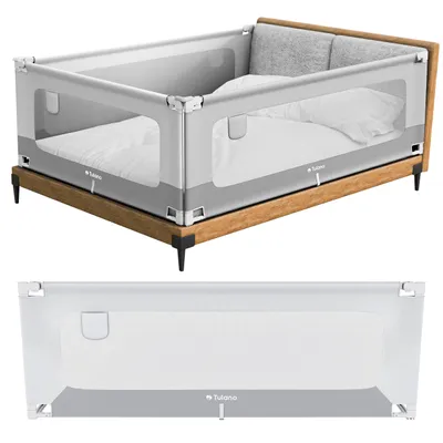 Zdjęcie produktu dla Tulano Cover 40 Grey-White barierka zabezpieczająca do łóżka dla dzieci, 200 cm, regulowana wysokość, składana, biało-szara