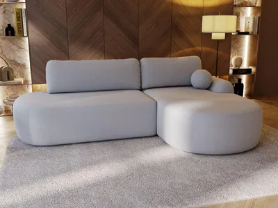 Produktbild von GrainGold Ecksofa L-Form Rechts Aurio O - Ecksofa mit Schlaffunktion und Bettkasten - Moderne Ecksofa, Wohnzimmer Ecksofa - Eckcouch Grau (Lambi 11)