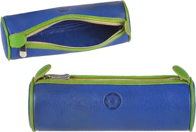 Produktbild von Sonnenleder Schlampermäppchen Leder 20x6x6cm Rolle "Lotta" blau hellgrün