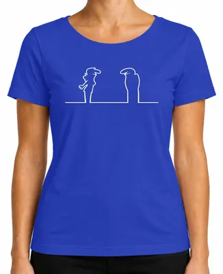 Imagen del producto de Camiseta para mujer, diseño "Linea Strichmännchen Balum Osvaldo", estilo dibujo animado/cómic, color azul, talla S