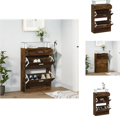 Obrázek produktu pro vidaXL Botník kouřový dub 63x24x104 cm materiál na bázi dřeva - Botníky a skříně