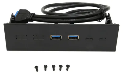 Image de Panneau avant 5,25 pouces avec 2 ports USB et un lecteur optique ; adaptateur USB 3.0 vers baie métallique à 19 broches pour lecteur optique, destiné aux boîtiers d'ordinateur