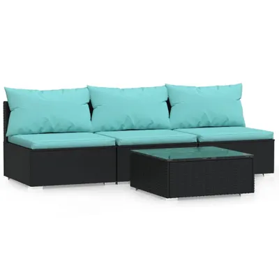 Produktbild von vidaXL 4-tlg. Garten-Lounge-Set mit Kissen Schwarz Poly Rattan