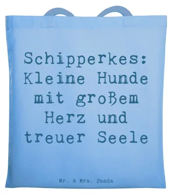 Produktbild von Mr. & Mrs. Panda Tote Bag Spruch Schipperkes Herz - Sky Blue - Geschenk, Beutel, intelligenter Hund, Tasche, Hunderassen, Laptoptasche, verspielte Hunde, Shopping