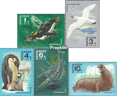 Produktbild von Briefmarken Sowjetunion 1978 Mi 4742-4746 (kompl.Ausg.) postfrisch Tiere der Antarktis