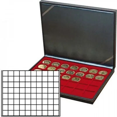 Produktbild von Lindner 2364-2780E Münzkassette NERA M mit dunkelroter Münzeinlage mit 80 quadratischen Fächern für Münzen/Münzkapseln bis Ø 24 mm