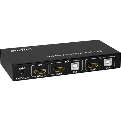 Image de InLine 2x1 HDMI KVM Switch - Commutateur KVM/audio/USB - 2 x KVM/Audio/USB - 1 utilisateur local - Ordinateur de bureau (62602I)