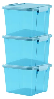Obrázok produktu pre Omgoods – Stohovateľné plastové úložné boxy s vekom, sada 3 kusov, objem 25 litrov