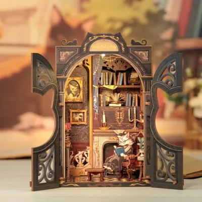 Image de Ensemble Book Nook - La bibliothèque du comte Chat