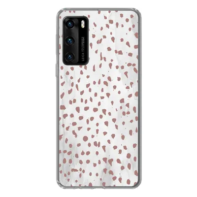 Produktbild von MuchoWow® Handyhülle Schutzhülle Hülle für Huawei P40 Polka dots - Braun - Weiß Silikon Softcase Handy Hülle - Handytasche