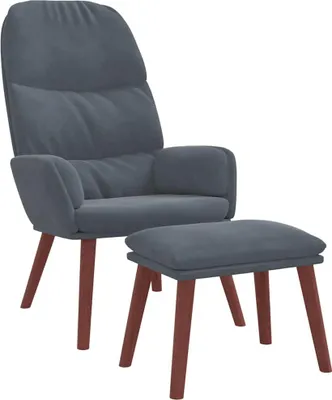 Obrázek produktu pro Relaxační křeslo s podnožkou tmavě šedé samet