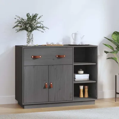 Immagine prodotto di vidaXL Credenza grigia 98,5x40x75 cm in legno di pino massiccio