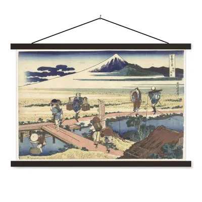 Produktbild von MuchoWow® Textilposter Nakahara in der Provinz Sagami - Gemälde von Katsushika Hokusai 90x60 cm mit schwarzem Rahmen - Aufhängungssatz