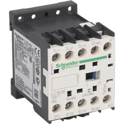 Produktbild von Schneider Electric Leistungsschütz LC1K 3p, +1S, 2.2 kW, 6 A, 400 V AC3, Spule 110 V AC LC1K0610F7