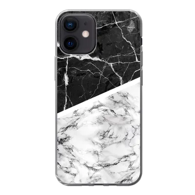Produktbild von MuchoWow® Handyhülle Schutzhülle Hülle für iPhone 12 Marmor - Schwarz - Weiß Silikon Softcase Handy Hülle - Schutzhülle