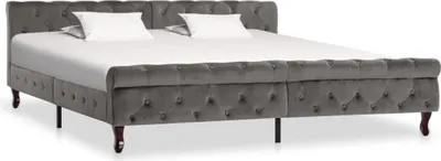 Produktbild von vidaXL Bettgestell Grau Samt 200x200 cm - Bettgestell - Bettgestelle - Bett - Betten