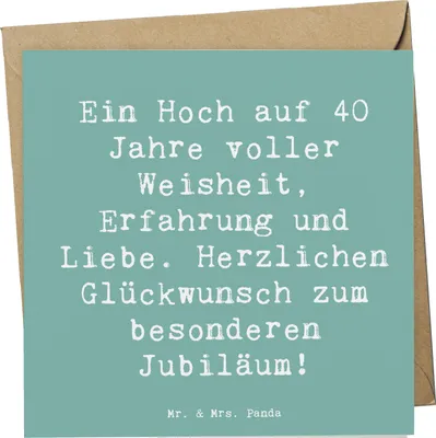 Produktbild von Mr. & Mrs. Panda Grußkarte Spruch 40. Geburtstag Weisheit - Meeresbrise - Geschenk, Alter, anlasskarte, doppelkarte, personalisiert, Geburtstagsfeier, Jubiläum, faltkarte