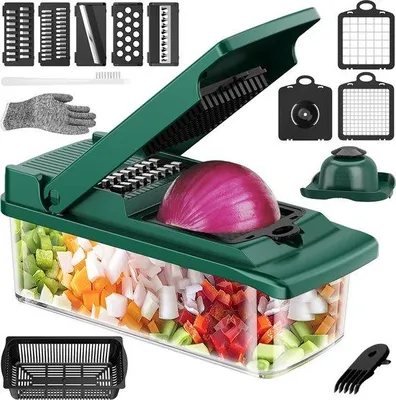 Productafbeelding van Famanu groentesnijder - Met verschillende messen en een schiller - Mandoline - Uiensnijder
