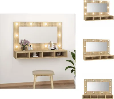 Obrázek produktu pro vidaXL Zrcadlová skříňka s LED Sonoma dub 90x31,5x62 cm - Toaletní skříňky do koupelny