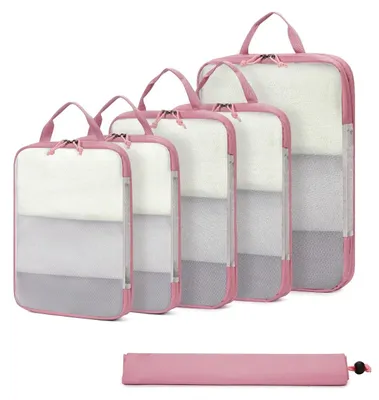 Produktbild von Packwürfel Set von 6 - Kompressionsverpackungsbeutel - Kofferorganizer - Gepäckorganizer - Ultraleicht - Spare bis zu 60% Platz - Packtaschen