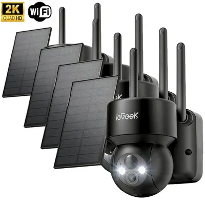 Produktbild von ieGeek 2K Überwachungskamera Aussen WiFi 360° PTZ Schwenkbar Solar Kamera Überwachung Aussen Farbnachtsicht & 2-Wege-Audio PIR Erkennung 4PC