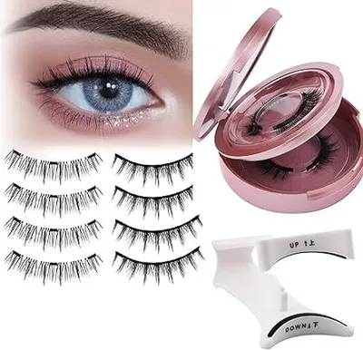 Produktbild von 2 Paare Magnetische Wimpern Natürlicher Look Zwei Verschiedene Wimpern Magnetisch Wiederverwendbar mit 1 Stk Zange 3D Wimpern Magnetisch Kit(MC+WJ26)