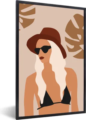 Produktbild von MuchoWow® Gerahmtes Poster Sommer - Bikini - Blätter 40x60 cm - Poster mit Schwarzem Bilderrahmen Wandposter Rahmen Foto Bilder - Papierdruck - Wandbilder