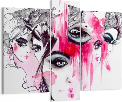 Produktbild von Bild auf Leinwand - Leinwandbild - Frauen Gesichter Augen illustration - 95x80cm - Wand Bild - Wanddeko - Leinwanddruck - Bilder - Kunstdruck - Leinwand bilder - Wandkunst - CB95x80-3095