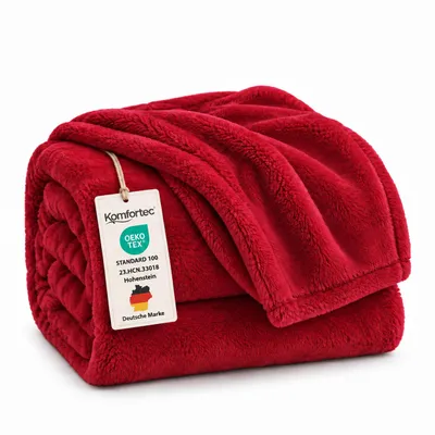 Produktbild von Komfortec Kuscheldecke, Super Weiche Fleecedecke 260 g/m², 220x240 cm, Burgund