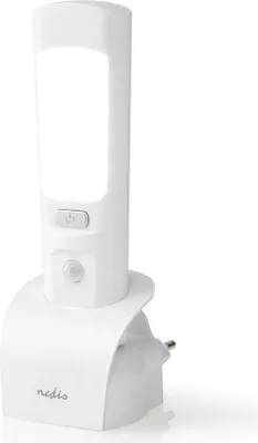 Zdjęcie produktu dla Orientacyjne światło LED i latarka | Zasilacz | 220 - 240 V AC 50 Hz | 1,3 W | Akumulator | Zasięg oświetlenia: 3 m | Kąt świecenia: 71° | Latarka ledowa