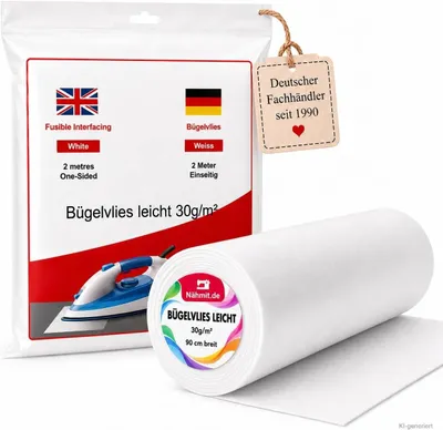 Zdjęcie produktu dla Nähmit - Tkanina filcowa - Materiał podszewkowy - Lekka - 30 g - M² - Szerokość 90 cm - 2 metry tkaniny filcowej - Biały