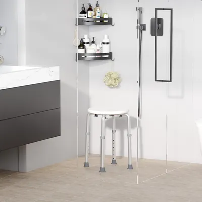 Produktbild von Sweiko Duschstuhl Badehocker Badestuhl Duschhocker Duschsitz Badhilfe höhenverstellbar (Duschhocker/rund)