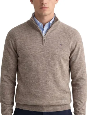 Produktbild von Gant Baumwoll-Halbzip-Pullover braun meliert normale Passform