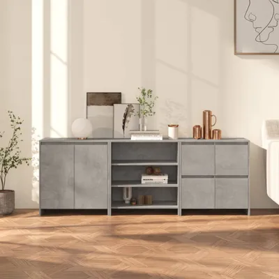 Productafbeelding van vidaXL 3-delig dressoir, betonkleur, houtvezel