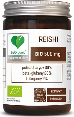 GRZYBY REISHI EKSTRAKT BIO (500 mg) 50 KAPSUŁEK - BE ORGANIC
