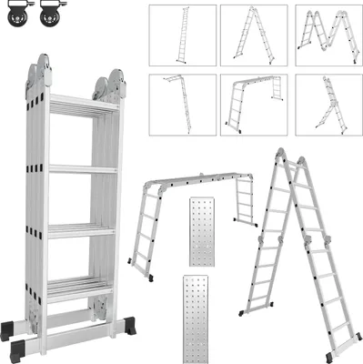 Zdjęcie produktu dla Clanmacy – drabina wielofunkcyjna, drabina składana 4x4, 582 cm, drabina teleskopowa, drabina z ramą w kształcie litery A, drabina opierana, drabina stojąca, drabina domowa, drabina aluminiowa